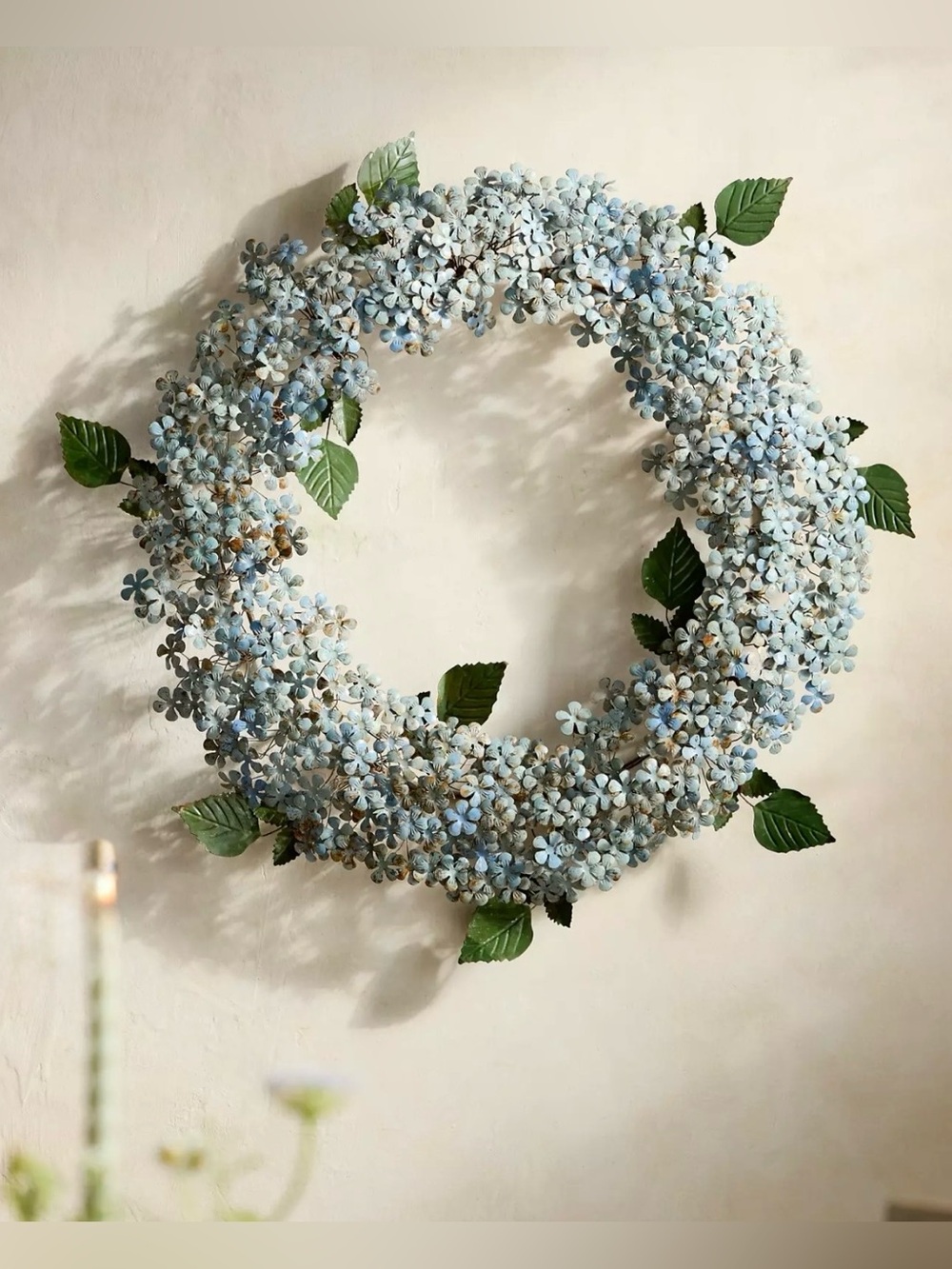 NEW Anthropologie x Terrain Blue Hydrangea Iron Wreath